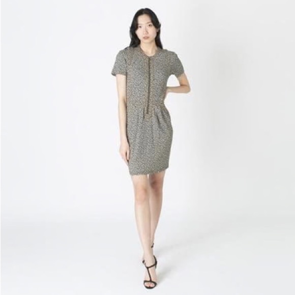 Sea New York Cheetah Animal Print Zip Midi Short Sleeve Dress XS - Picture 3 of 4